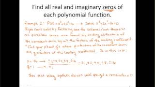 Finding All Zeros (Example 2) using the Rational Root Theorem