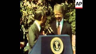 SYND 22 3 77 PRESIDENT CARTER WELCOMES JAPANESE PRIME MINISTER FUKUDA IN WASHINGTON