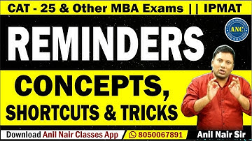 🔴🔥 Live ( in English ) :- Remainders  |Concepts  || Anil Nair || CAT-25,SSC-CGL,Bank - Video - 3