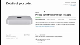 Returning goods to the Apple Online Store. Возврат товаров в Apple онлайн магазин. Mac Mini m1