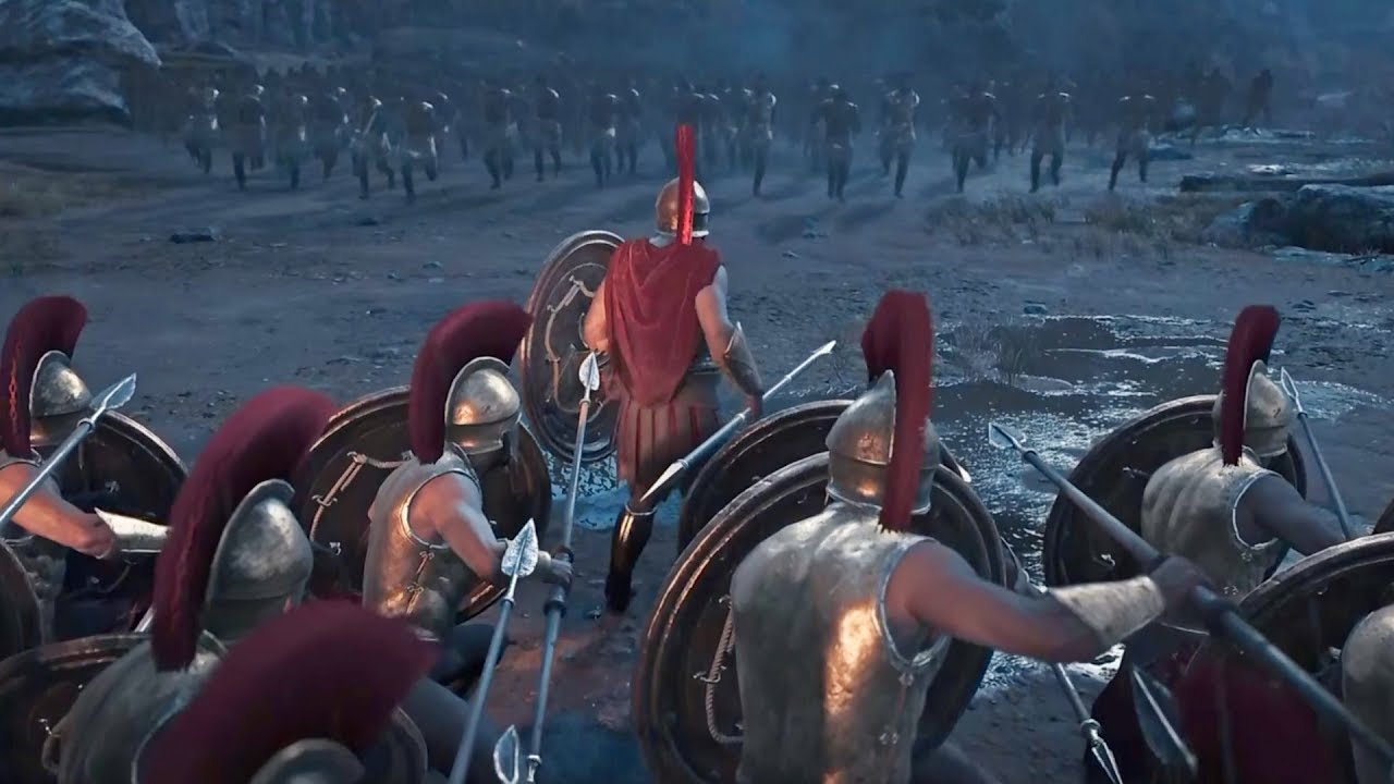 Assassin's Creed Odyssey - 300 Spartan & Leonidas Battle Gameplay (PS4