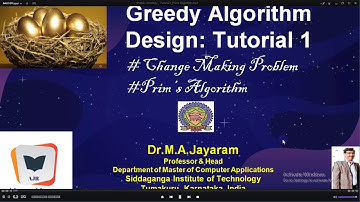 Greedy Algorithm Strategy Tutorial - 1 | Prims Algorithm || Dr.M.A.Jayaram