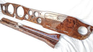 Triumph TR6 dash panel and matching door cappings in burl walnut.