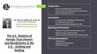 U.S. Taxation of Foreign Trusts for Owners and Beneficiaries - Golding & Golding (Board-Certified) by Golding & Golding International Tax Lawyers 99 views 2 months ago 5 minutes, 35 seconds