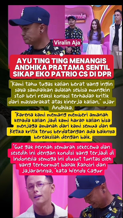 Ayu Tingting menangis, Andhika sentil sikap Eko Patrio CS #ayutingting #andhikapratama #shorts