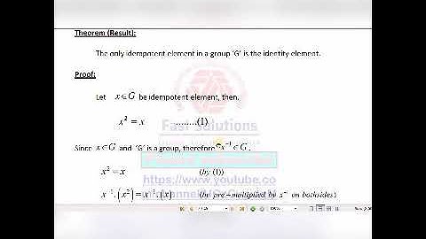 Algebra || Idempotent element of a group - 109 || By Abid Hussain Khilji