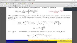 Lecture 7 EE622 April 01 2020 BER of Modulated Systems