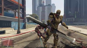 GTA 5 Iron man & Spider man VS Thanos Endgame