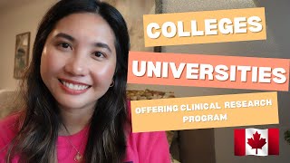 Canadian Colleges and/or Universities in Ontario that offer Clinical Research Program