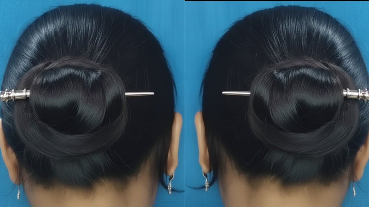 Cute Daily Juda Hairstyle 🧿 Bunstick Clip Bun for Girls |Easy Self Hair Style for Long Hair Everyday