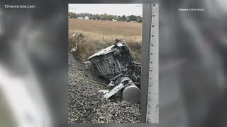 Train hits broken down tractor trailer