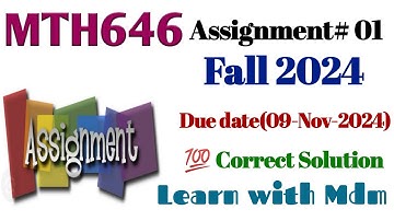 Mth646 assignment:01 solution fall 2024 | MTH646 assignment 1 solution | MTH646 |learn with Mdm |