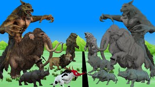 Prehistoric Animals Battle funny animals revolt battle mammoth jackal buffalo cow rhino bear bull