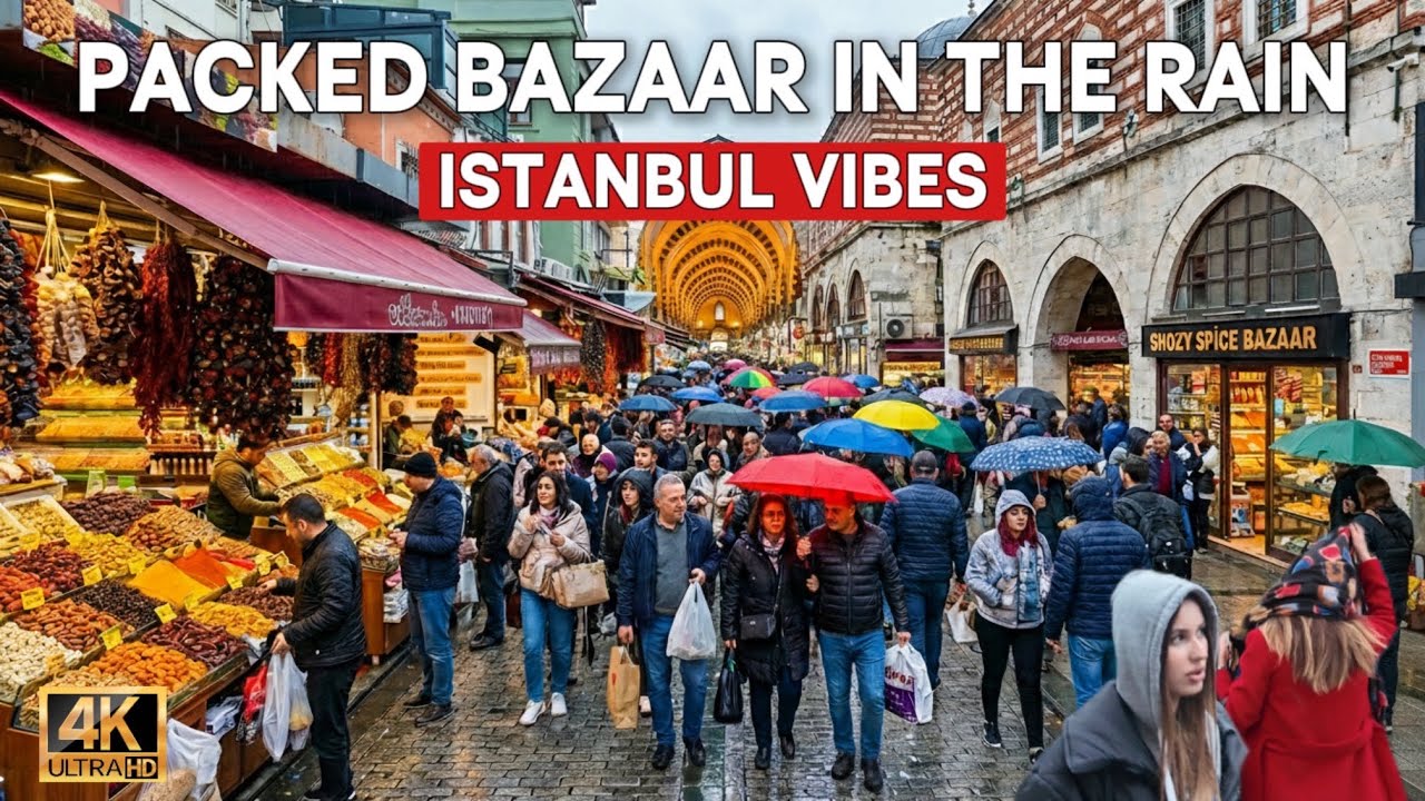 Istanbul Turkey 2026 4K Walking Tour | Rainy Day in Eminönü Market & Spice Bazaar Vibes