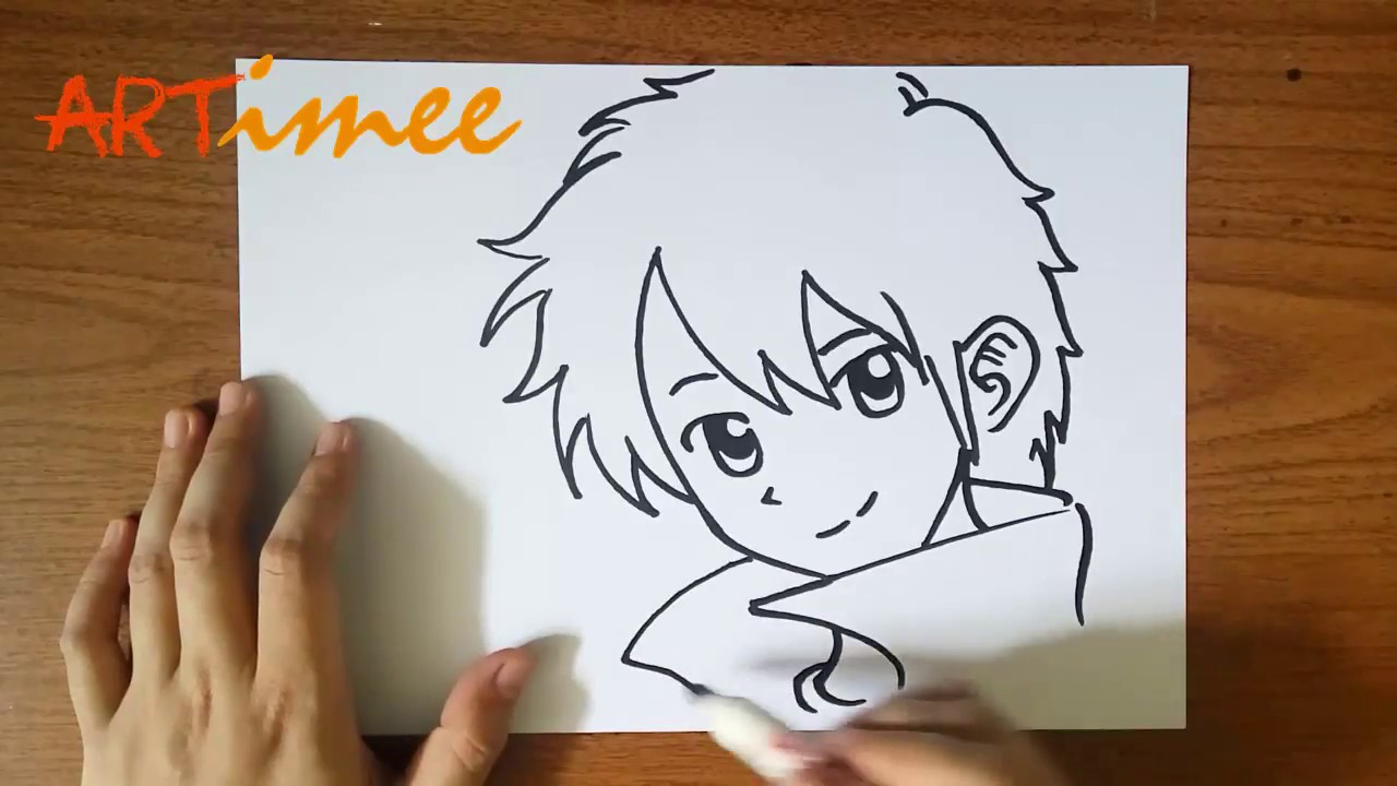 Easy anime drawing, How to draw Anime Boy - step by step