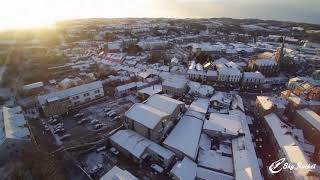 Monaghan Town Drone Footage with snow cover.