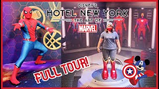 Disney's Hotel NEW YORK the Art of Marvel ⭐⭐⭐⭐ FULL TOUR! (Shop, Super Hero Station, Pool, Gym etc)