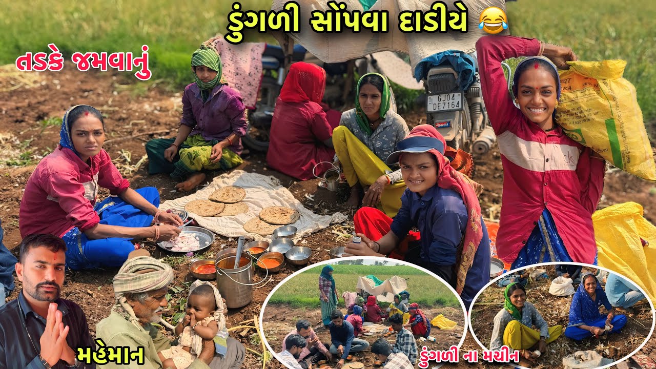 ડુંગળી વાઢવા દાડીયે ગયા 🥺 Dungali Vadhava Dadiye | Full Day Enjoying 