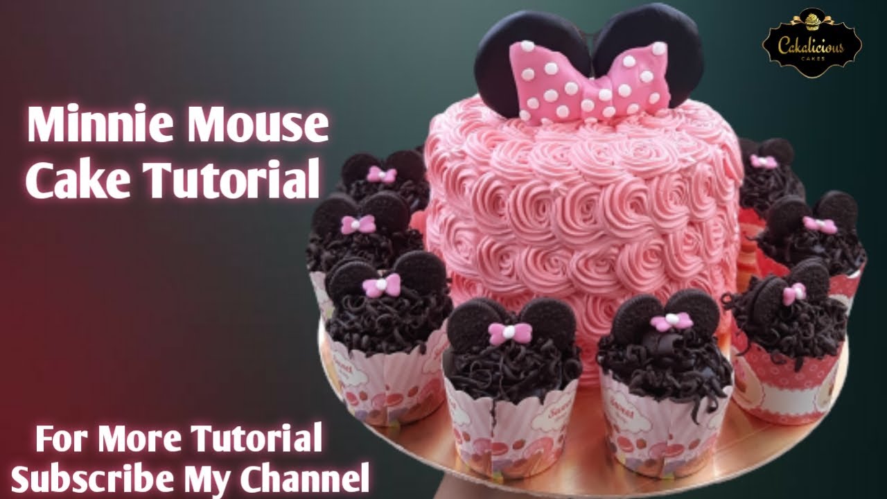 Minnie mouse cream cake /Minnie mouse cake tutorial /Minnie mouse ...