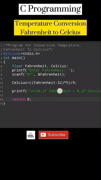 C Programming|Temperature Conversion Fahrenheit to Celcius#cprogramming ...