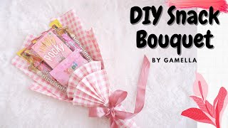 Cara Buat Buket Snack (Pakai Kertas Kado) Sendiri // DIY Snack Bouquet Easy