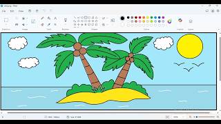 Full How to Draw a Tropical Island in MS Paint | Easy Palm Trees & Beach Tutorial Update