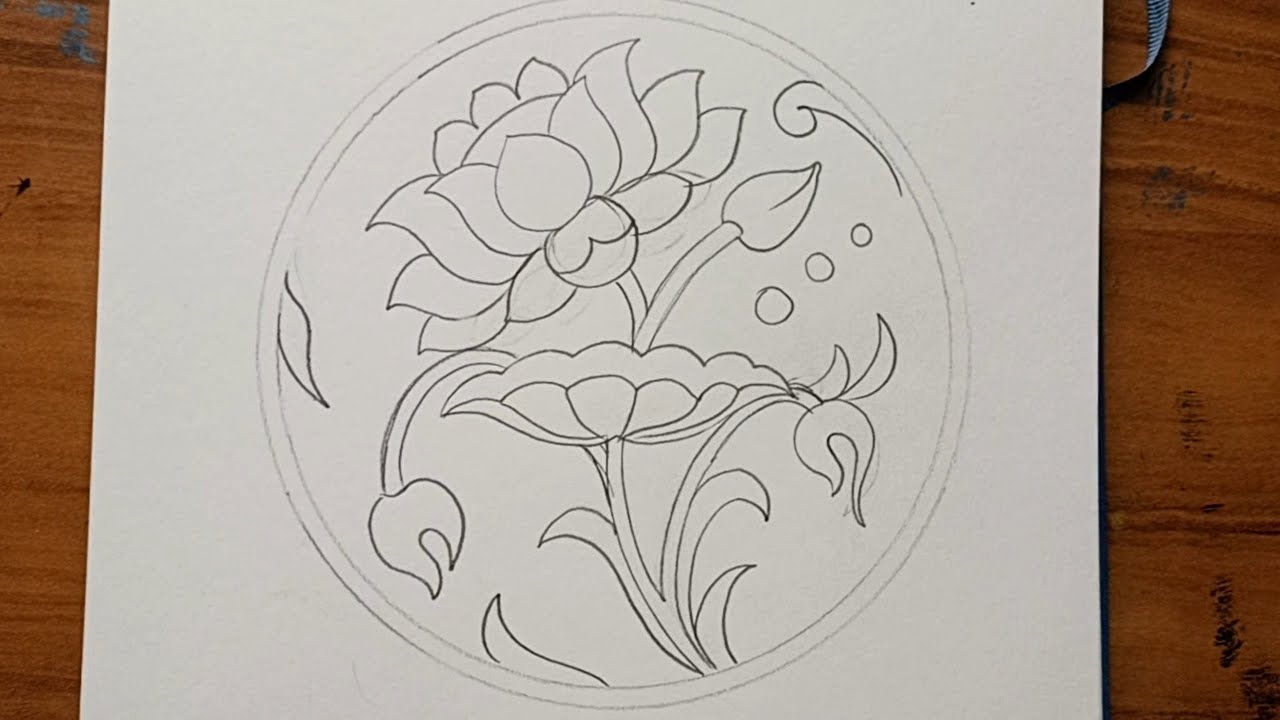Alekhan how to draw lotus alekhan drawing in circle YouTube