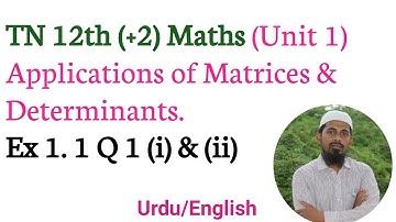 TN Class 12 Maths |Applications of matrices & Determinants Ex 1.1 Q 1 (i),(ii) in Urdu/English