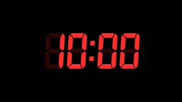 10 Seconds Digital Countdown Timer | Black Background | Red Text | No Sounds