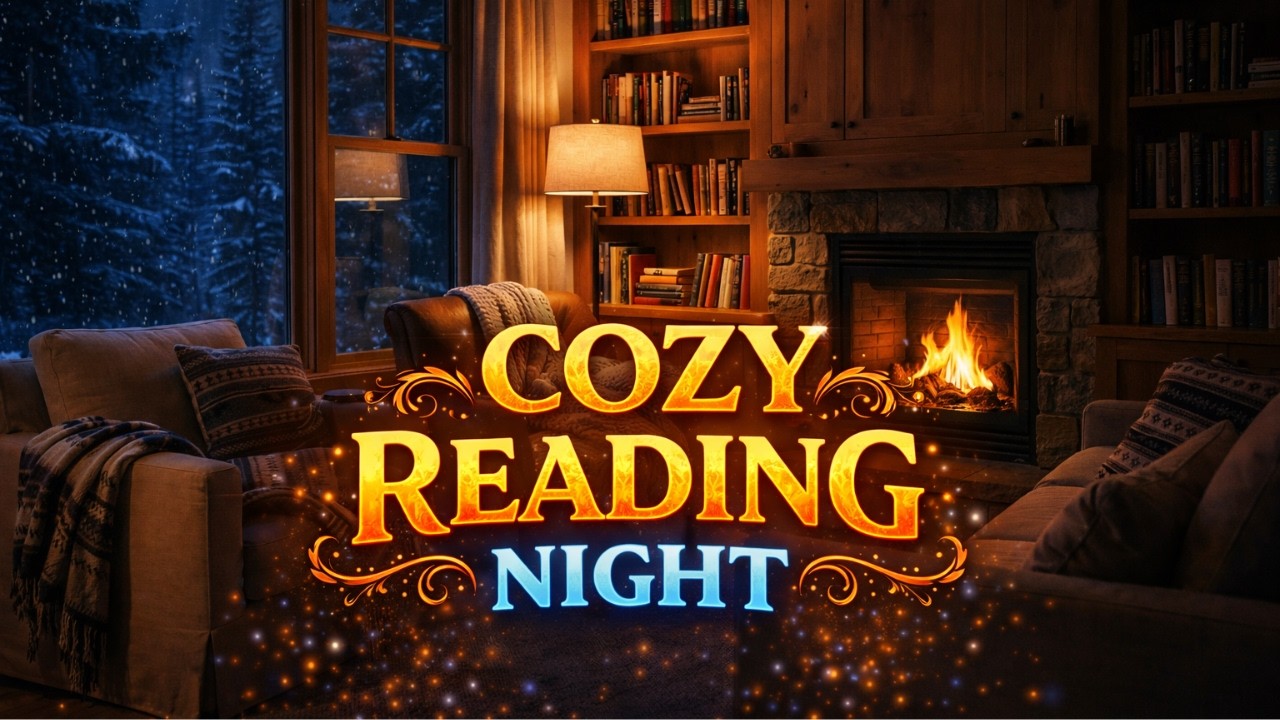 Cozy Winter Cabin Reading Night ❄️ Fireplace Piano Ambience