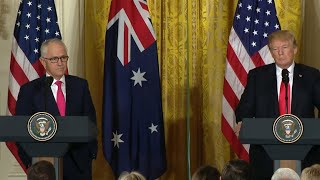 Trump takes questions during join press conference with Australian PM