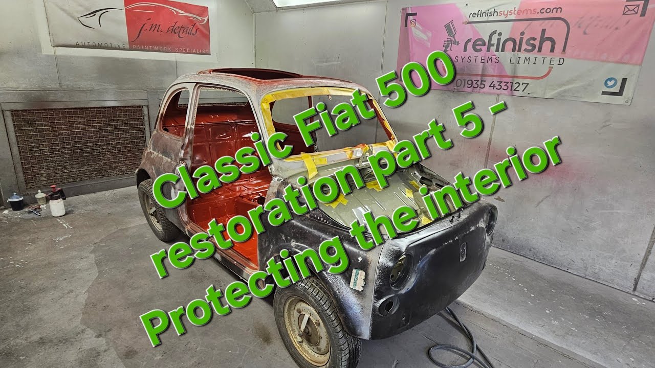Classic Fiat 500 Restoration part 5 Spraying Novol for classic NFCC bodywork primer on the interior