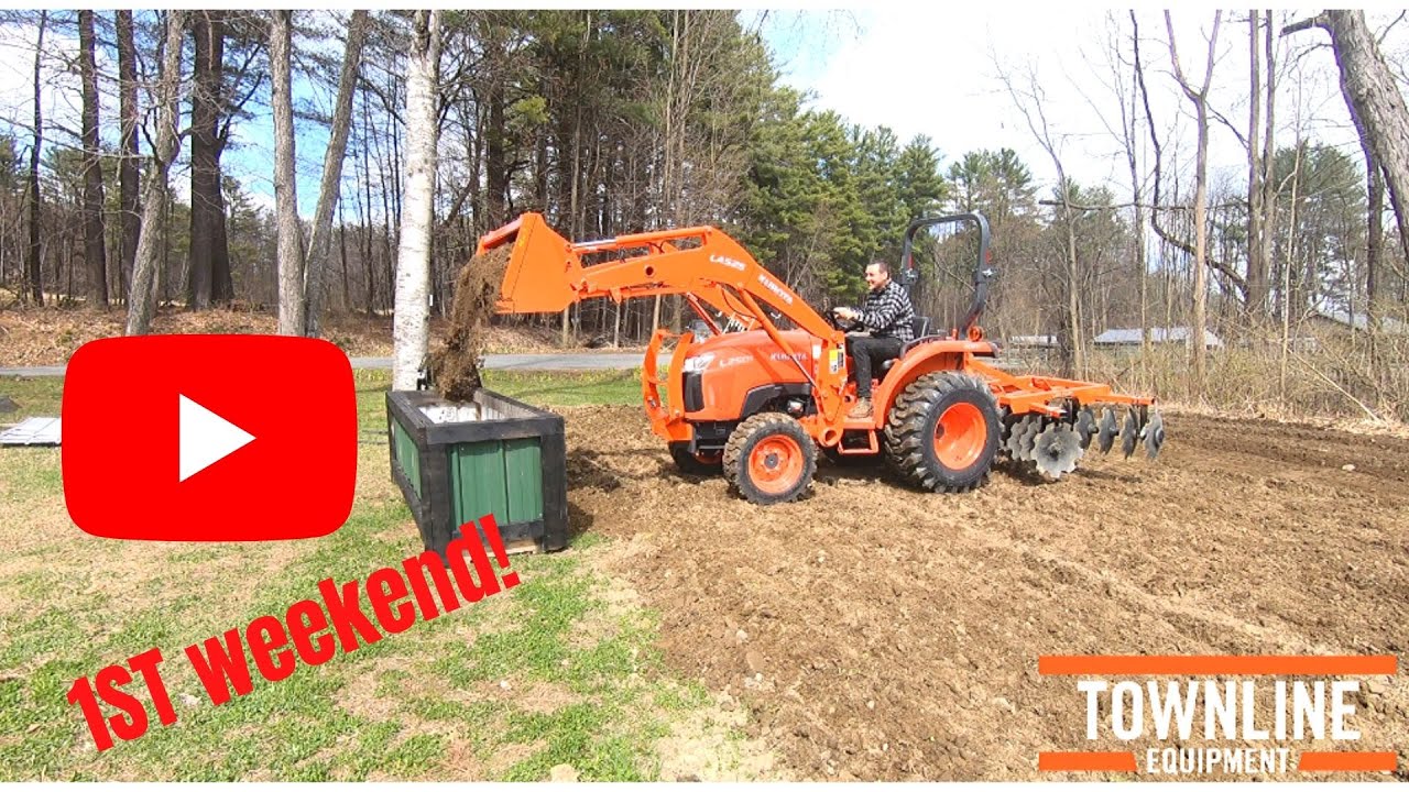 Kubota L2501 Using a Disc Harrow and Building a Raised Garden Bed YouTube