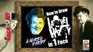 how to draw laurel & hardy in 1 magic face .. رسم سهل لوريل وهاردى سحرى