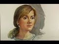 Watercolor painting Portrait Of Beautiful Girl