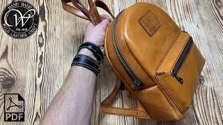 : Making a women's backpack from vegetable tanned leather by #wildleathercraft. Free pattern PDF.