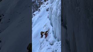 Abolfazl Zamani and Mahmoud Behrouzi Ice Climbing a Giant Frozen Waterfall 🧊⛏️