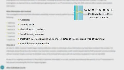 Covenant Health says thousands of Mainers' personal data was hacked in data breach