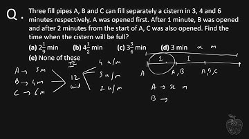 Three fill pipes A, B and C can fill separately a cistern in 3, 4 and 6 minutes respectively  A was