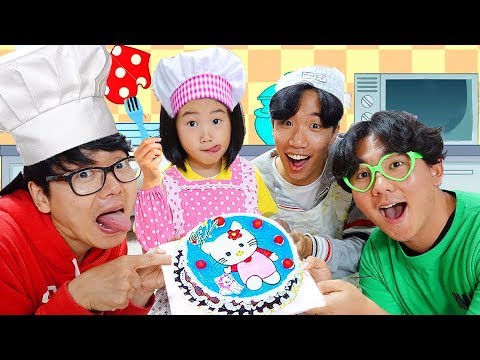 Boram pretend play cooking surprise birthday cake