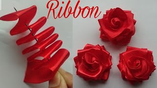 DIY Ribbon Flowers / How to make ribbon flowers / Easy making with needle / Amazing Ribbon Tricks