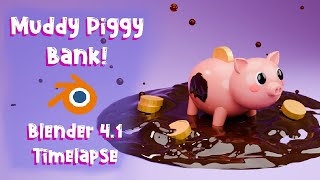 Muddy Piggy Bank! - Blender 4.1 Process Video/ Speed Sculpt #blender3d #blendercommunity #piggy