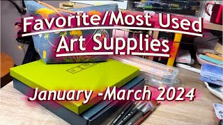 🎨🖊️Fav Art Supplies of Jan Mar 2024| Sharing the Favs & Using them to fill a spread in new Journal