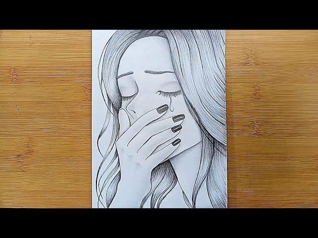 Crying girl pencil sketch  How to draw Crying girl  YouTube
