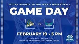 NJCAA Region 20 DIII Men's Basketball: #3 Westmoreland vs #2 Anne Arundel (Feb. 19, 2022)