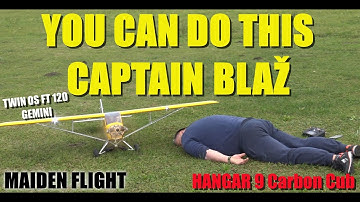 HANGAR 9 Carbon Cub 2280mm 90" & TWIN OS FT 120 Gemini glow engine MAIDEN FLIGHT