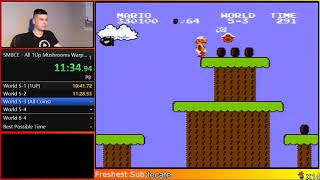 SMBCE All 1UP Mushrooms Warpless 21:25 *Former World Record*