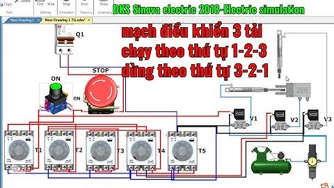 chạy mô phỏng mạch tuần tự chạy 1-2-3 dừng 3-2-1#mạchtuầntự,#rơlethờigian,#mạchđiệnkhínén