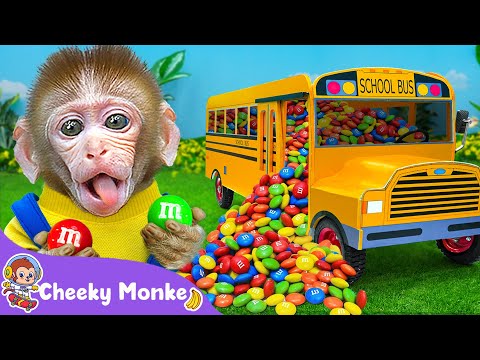 Wheels On The Bus! 🚌🌈 Colorful Candy Bus By Cheeky Monkey | Nursery Rhymes & Kids Songs
