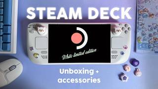 STEAM DECK WHITE LIMITED EDITION - Unboxing, accessories, thumb grip size test and gaming